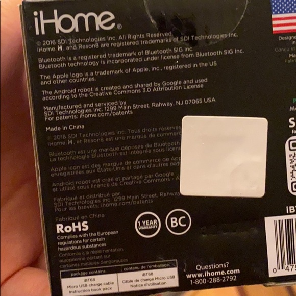 NIB iHome color rechargeable wireless speaker - Picture 7 of 7